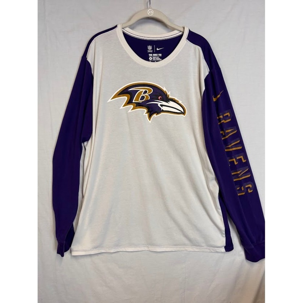 Nike Baltimore Ravens Mens XL Long Sleeve Dri-FIT Shirt White Purple 809350-100